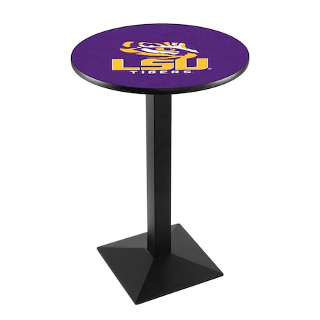Holland Bar Stool Co 36" Blk Wrinkle Louisiana State Pub Table L217B3628LaStUn